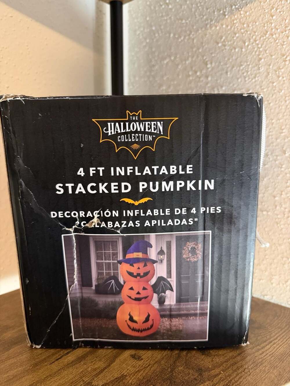 The Halloween Collection 4Ft Inflatable Pumpkins with Witch Hat & Bat Wings